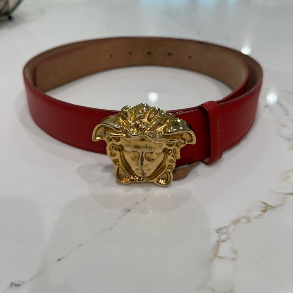 Versace Red Leather Belt